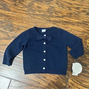Edgehill Collection Navy Baby Girl Cardigan Sweater with Bow Detail Size 6 Mo